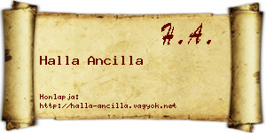 Halla Ancilla névjegykártya